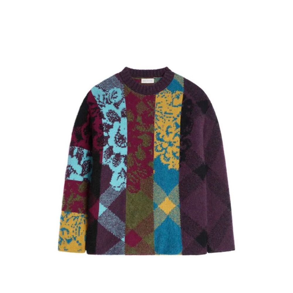 Dries Van Noten Men Patchwork Wool Sweater